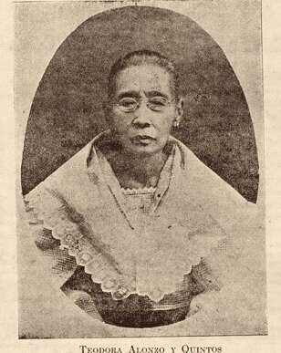 Portrait of Doña Teodora Alonso Quintos, the mother of José Rizal, shown in formal attire with a composed and dignified expression.